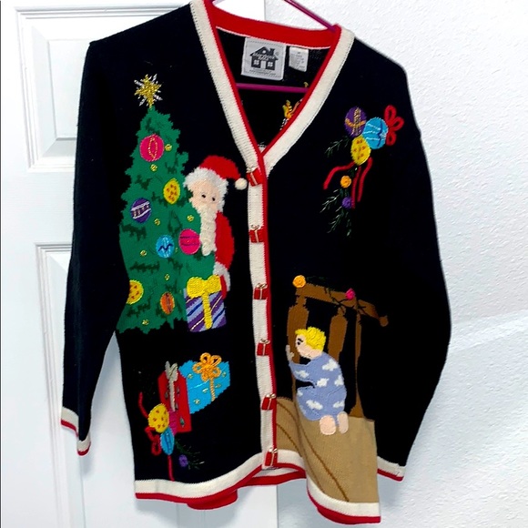 Storybook Knits Sweaters - Christmas Sweater Cotton Knit Button-down Medium